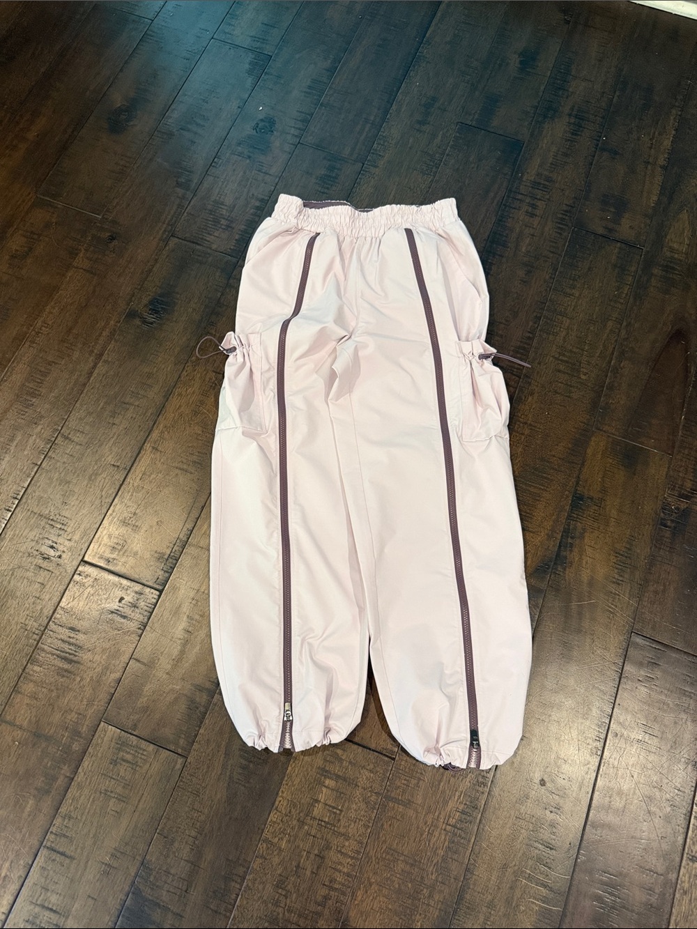 Athleta Light Pink Leggings with Mauve Waistband